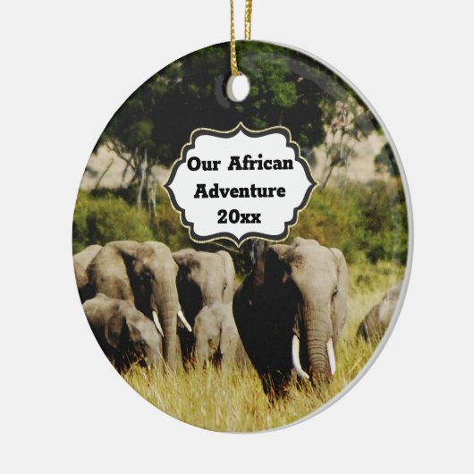アフリカ冒険DIY年アフリカゾウの写真 セラミックオーナメント (左)