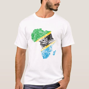 アフリカ動揺して大陸のタンザニアの旗 Tシャツ