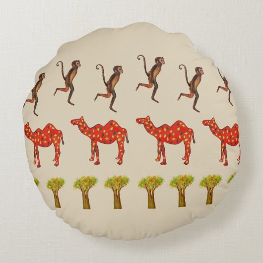 アフリカ動物かわいいアートラウンドスロークッション ラウンドクッション (裏面)