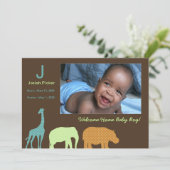 アフリカ動物のモノグラム: 青い 案内状 (スタンド正面)