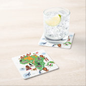 アフリカ動物の地図 スクエアペーパーコースター (インサイチュ)