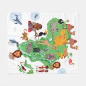 アフリカ動物の地図 フリースブランケット (正面(横))