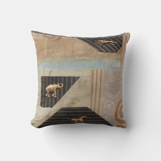 アフリカ動物コラージュ クッション (正面)