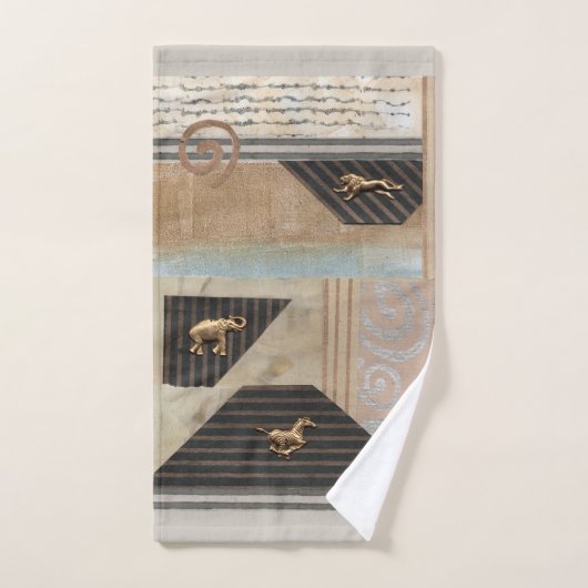 アフリカ動物コラージュ ハンドタオル (ハンドタオル)