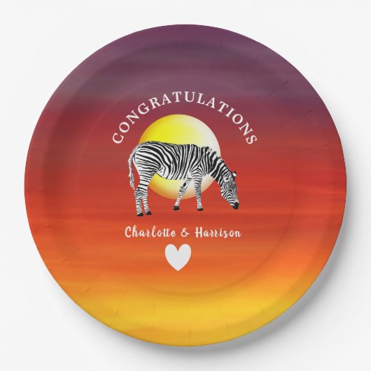 アフリカ動物サファリサンセッパーソナライズされたト ペーパープレート (正面)