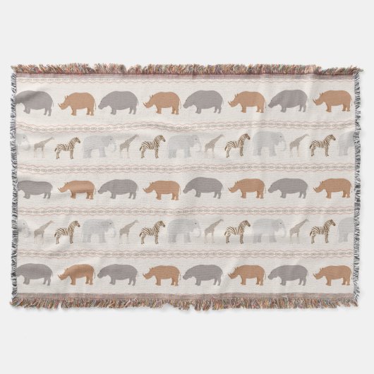 アフリカ動物パターン1 スローブランケット (正面)