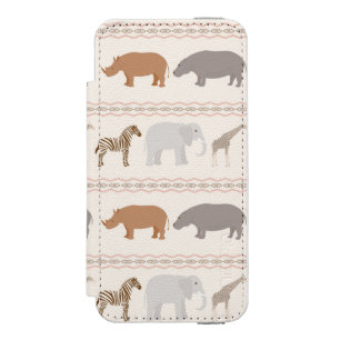 アフリカ動物パターン1 iPhone SE/5/5sウォレットケース