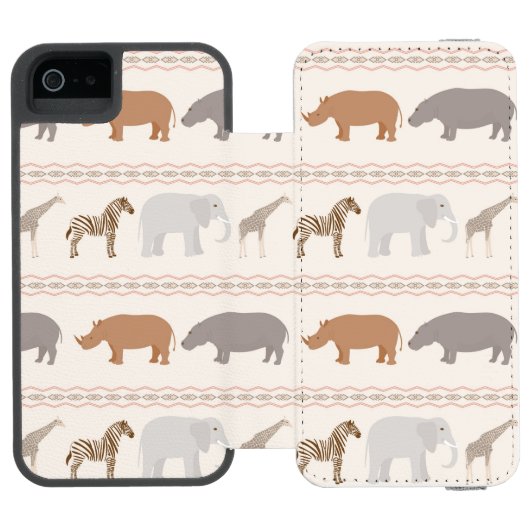 アフリカ動物パターン1 INCIPIO iPhoneウォレットケース (フォリオ Open)