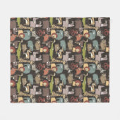 アフリカ動物パターン フリースブランケット (正面(横))