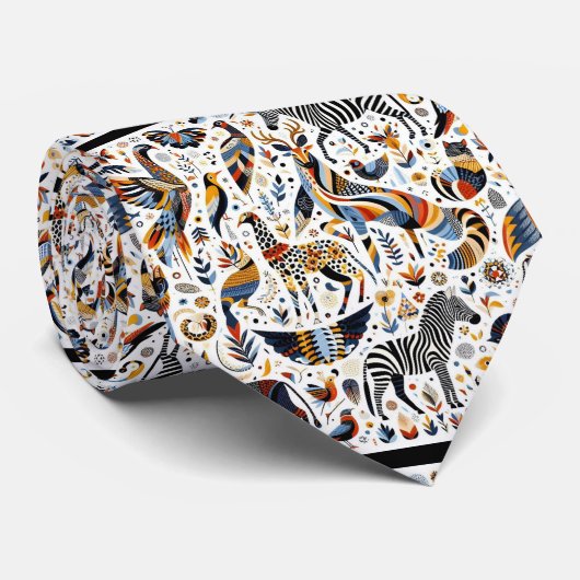 アフリカ動物プリントボホ ネクタイ (ロール)