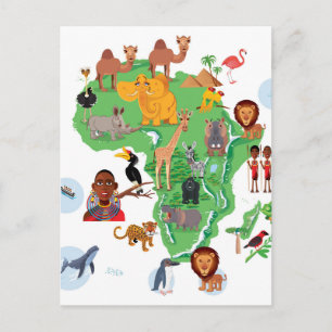 アフリカ動物地図 ポストカード