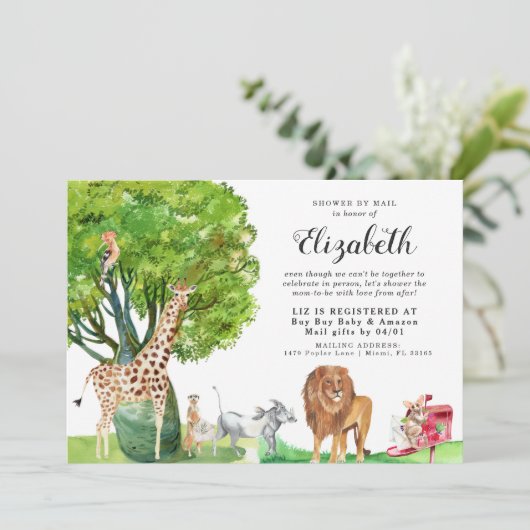 アフリカ動物赤ちゃんシャワーbyメール招待状 招待状 (スタンド正面)
