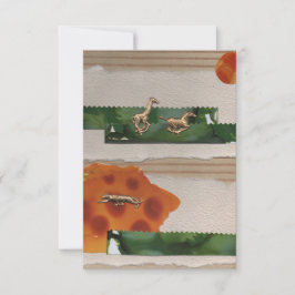 アフリカ動物赤コラージュ サンキューカード