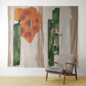 アフリカ動物赤コラージュ タペストリー (インサイチュ(横))