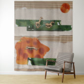 アフリカ動物赤コラージュ タペストリー (インサイチュ)