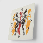 アフリカ図解入りの、写真付きののダンサーの背景 スクエア壁時計 (傾斜)