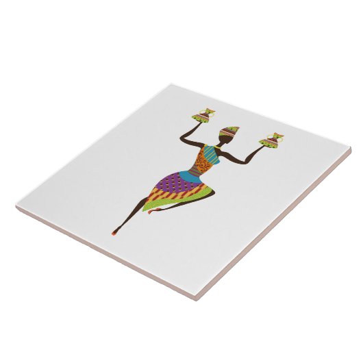 アフリカ図解入りの、写真付きの人女性の背景 タイル (側面)