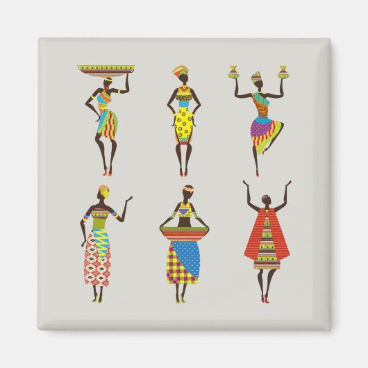 アフリカ図解入りの、写真付きの人女性 マグネット (正面)