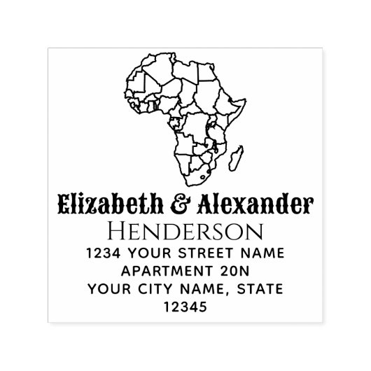 アフリカ地図と国カップル名差出人住所 セルフインキングスタンプ (デザイン)