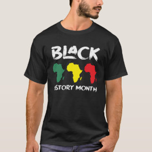 アフリカ地図と黒の歴史月 Tシャツ