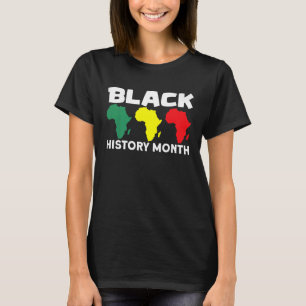 アフリカ地図と黒の歴史月 Tシャツ
