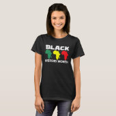 アフリカ地図と黒の歴史月 Tシャツ (正面フル)