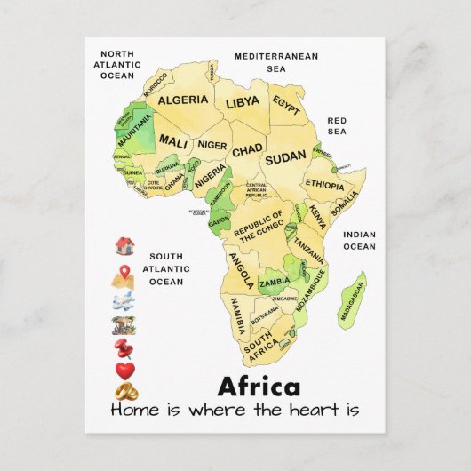 アフリカ地図のカスタマイズ ポストカード (正面)