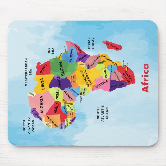 アフリカ地図の水彩 マウスパッド (正面)