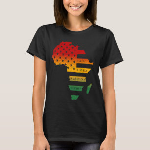 アフリカ地図アメリカ国旗ブラックの歴史はアメリカ Tシャツ
