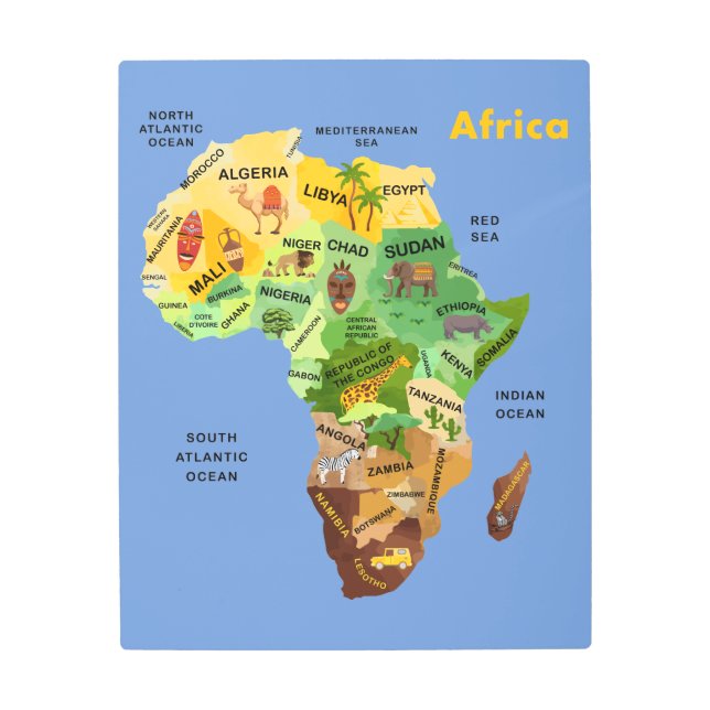 アフリカ地図アートワーク メタルプリント (正面)
