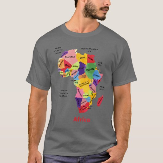 アフリカ地図アートワーク Tシャツ (正面)