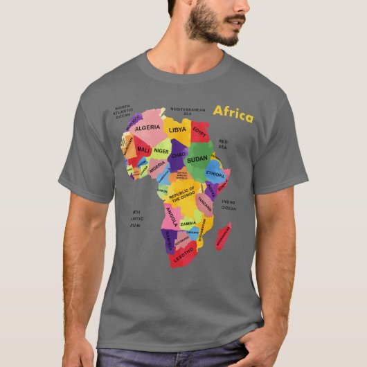 アフリカ地図アートワーク Tシャツ (正面)