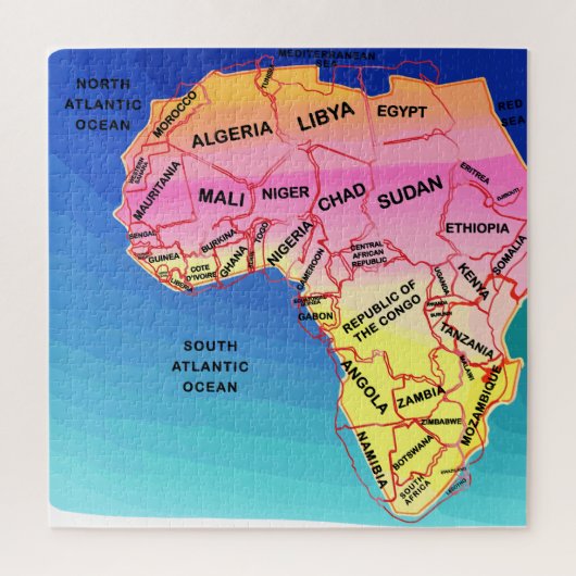 アフリカ地図カラフル ジグソーパズル (縦)