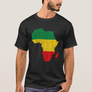 アフリカ地図グリーンイエローレッドアフリカプライドレゲエRa Tシャツ