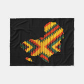 アフリカ地図ケンテアートパターンメンズウィメンズブラックホイスト フリースブランケット (正面(横))