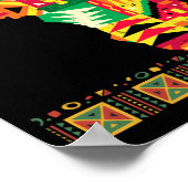 アフリカ地図ケンテアートブラックアフロプライドアフリカ ポスター (角)