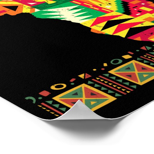 アフリカ地図ケンテアートブラックアフロプライドアフリカ ポスター (角)