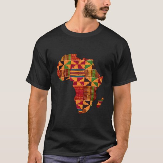 アフリカ地図ケンテ柄 アフリカ風 Tシャツ (正面)
