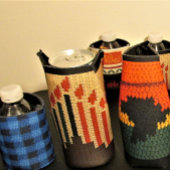 アフリカ地図ブラックレッド金ゴールドグリーンアフリカクロシェ ボトルクーラー