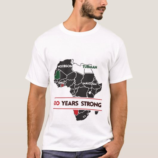 アフリカ地図公民権指導者100年 Tシャツ (正面)