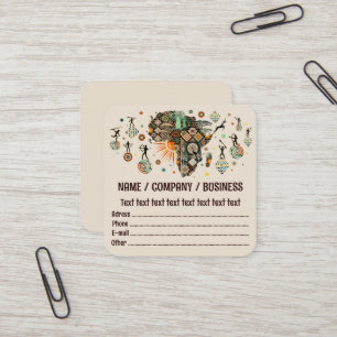 アフリカ地図装飾部族要素パターン スクエア名刺