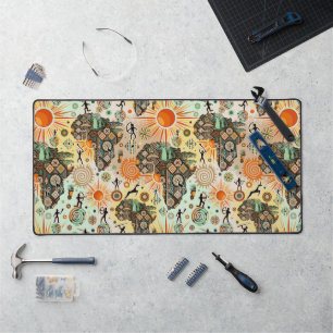 アフリカ地図装飾部族要素パターン デスクマット
