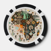 アフリカ地図装飾部族要素パターン ポーカーチップ (裏面)