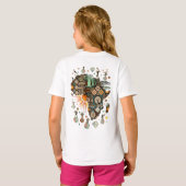 アフリカ地図装飾部族要素パターン Tシャツ (裏面フル)