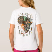 アフリカ地図装飾部族要素パターン Tシャツ (裏面)