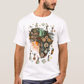 アフリカ地図装飾部族要素パターン Tシャツ (正面)