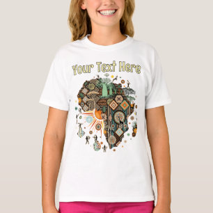アフリカ地図装飾部族要素パターン Tシャツ