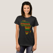 アフリカ地図 ケンテ柄 ジューンティーンス アフリカ系アメリカ人 ブラック Tシャツ (正面フル)