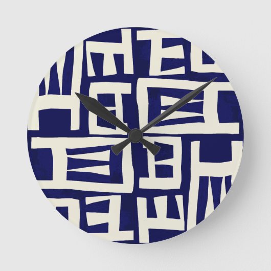 アフリカ地図 - ネイビー アイボリー ラウンド壁時計 (正面)
