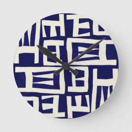 アフリカ地図 - ネイビー アイボリー ラウンド壁時計